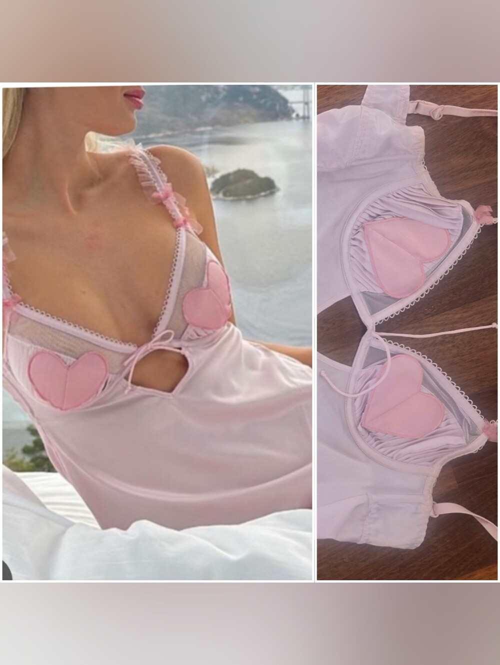 Nwot For Love & Lemons Elle Woods Pink Heart Cup Bra Slip Dress XS